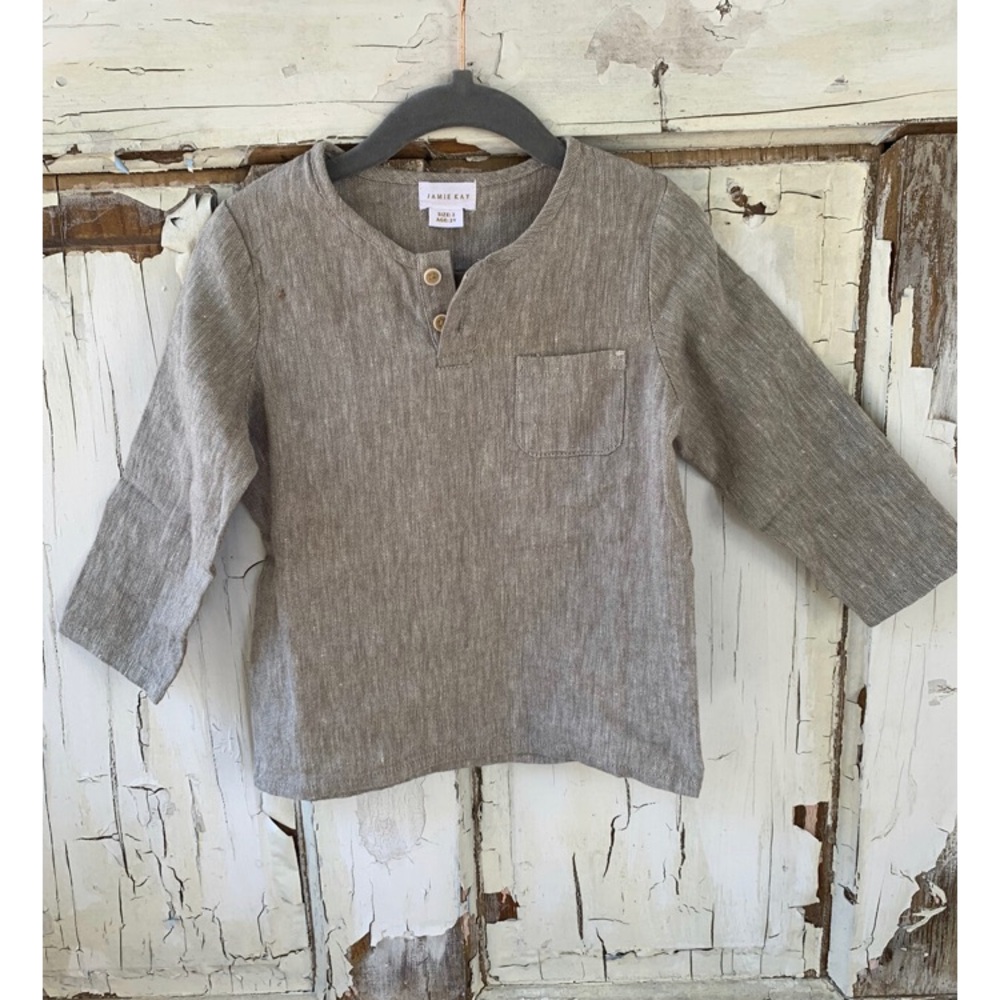Jamie Kay Gray Long Sleeve Linen Shirt